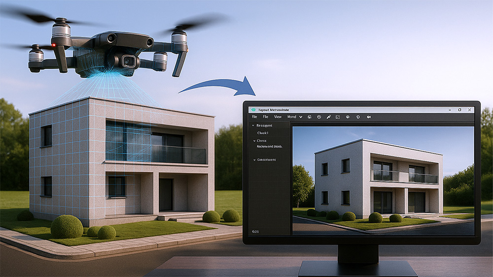 Aree ed edifici ripresi con il drone